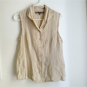 Flax Linen Sleeveless Buttondown Shirt